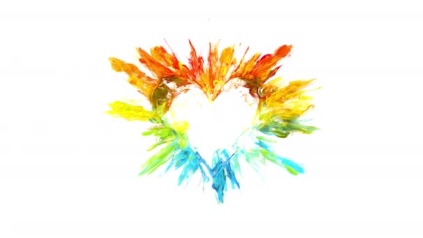 Farbe platzt Liebe Herz geformt Valentinstag bunt Rauchpulver Explosion — Stockvideo
