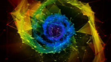 Soyut Arkaplan Renkli Yanardöner Gökkuşağı Rastgele Dijital Veri Ağı