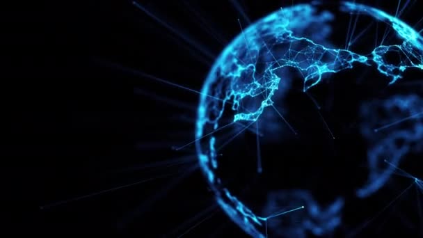 Digital globe big data réseau social planète Terre hologramme 4k alpha mat boucle