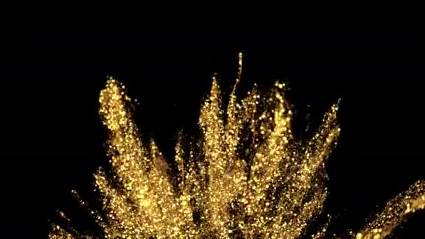 Glitter chispa partícula explosión fondo textura cámara lenta alfa canal — Vídeos de Stock