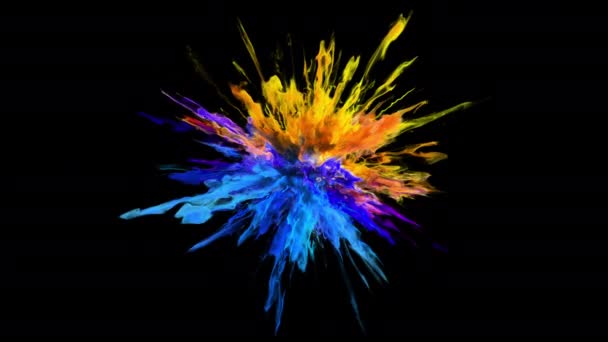 Χρώμα έκρηξη - πολύχρωμο σκόνη καπνού έκρηξη ρευστών σωματιδίων μελάνης άλφα ματ — Αρχείο Βίντεο