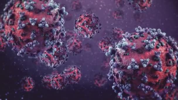 2019-nCov COVID-19 Вірусні клітини коронавірусу грипу H1N1 Грип 2020 — стокове відео