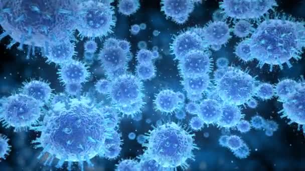 Вирусные клетки Гепатит, грипп, H1N1 грипп, СПИД, 2019-nCov COVID-19 коронавирус — стоковое видео