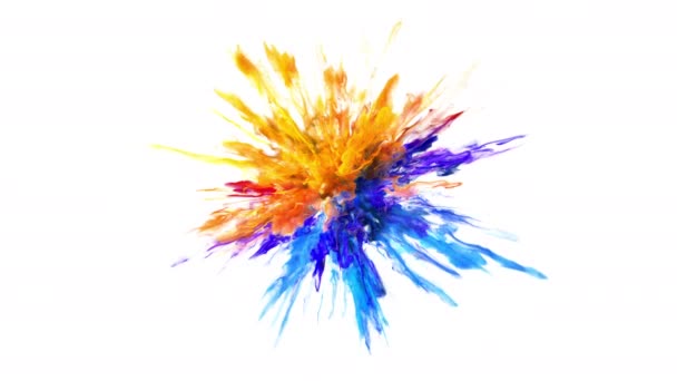 Χρώμα έκρηξη - πολύχρωμο σκόνη καπνού έκρηξη ρευστών σωματιδίων μελάνης άλφα ματ — Αρχείο Βίντεο