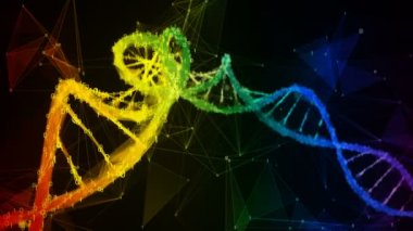 Yanardöner gökkuşağı ikili çokgen dijital DNA molekülü renkli döngü Arkaplanı