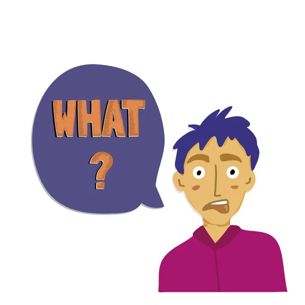 Konuşma balonunda hangi kelimeyle şok olmuş çocuk karakteri. Korku, yanlış anlama ve öfke taşıyıcı kavramı