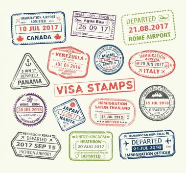 Visa passport stamp clipart