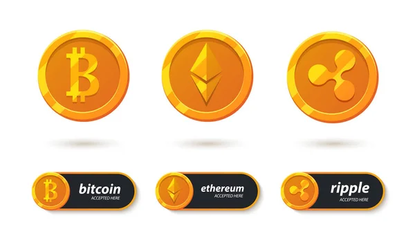 Cryptocurrency icon set — Stock Vector
