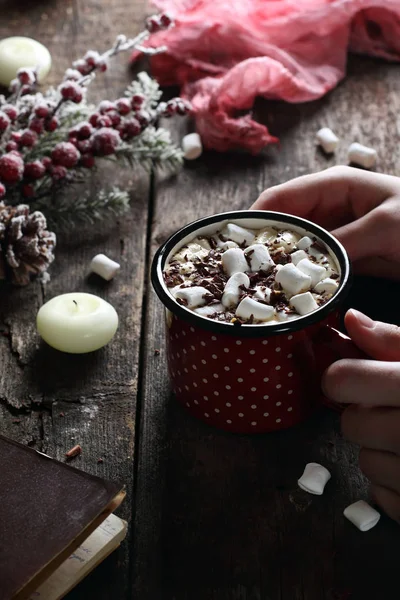 コーヒーにマシュマロとチョコレート ストック画像