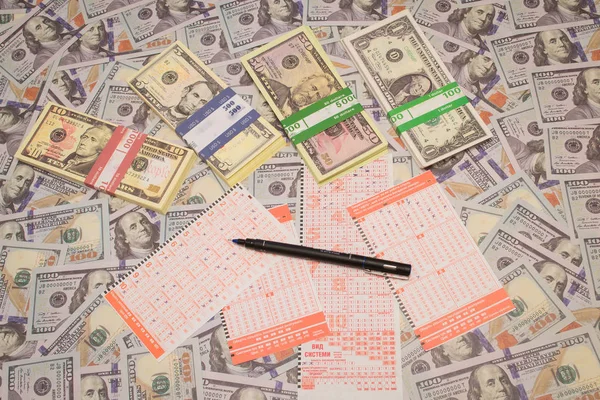 Win Lottery Lottery Ticket Pencil Dollar Background — Stock Photo, Image