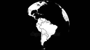 Siyah arka plan üzerine dünya iplik gezegeninin animasyon. 4k, Loopable.