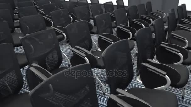 Sillas o sillas gratuitas en la sala de conferencias — Vídeo de stock