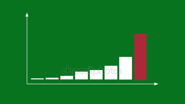 Diagrama gráfico de barras de mercado de datos comerciales con eje de flechas . — Vídeo de stock