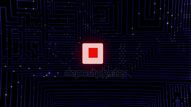 Circuit Board with moving electrons — Stock Video