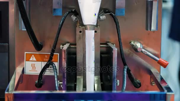 Pigułki Automatyczna maszyna pakująca w fabryce farmaceutycznej — Wideo stockowe