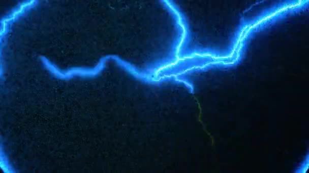 Abstract blue lightning. Transport van elektrische energie door de lucht, draadloze transmissie van elektriciteit — Stockvideo