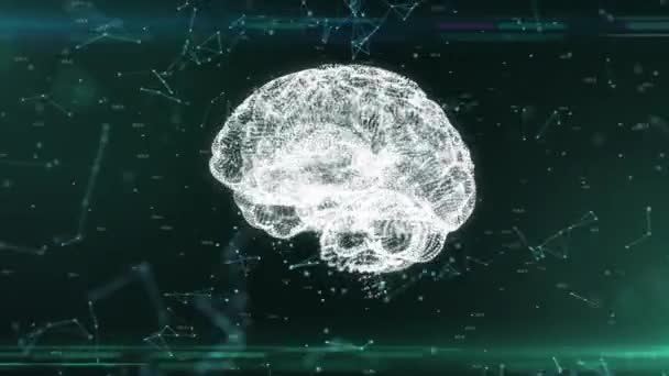AI Inteligencia artificial cerebro digital bid data deep learning computer machine - render — Vídeos de Stock