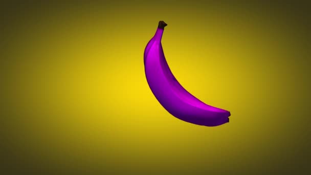 Рожевий банан на жовтому фоні. Абстрактна графіка в стилі мистецтва. Петлі і безшовні . — стокове відео