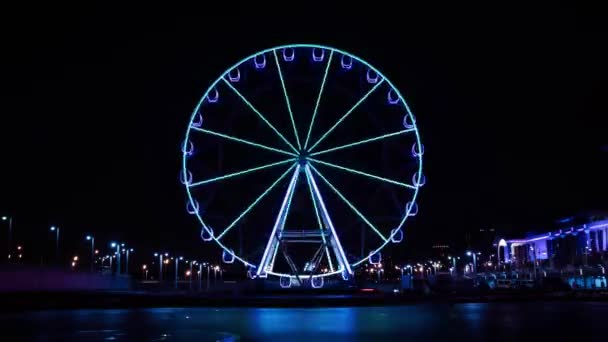 Time lapse ferris wheel at the amusement park at night. — Stock Video