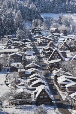 Tarihi köy Shirakawago kış, Japonya