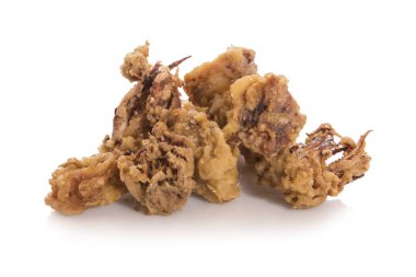 Kızarmış çukulata, tipik İspanyol yemeği, beyazı yansıtarak izole edilmiş..