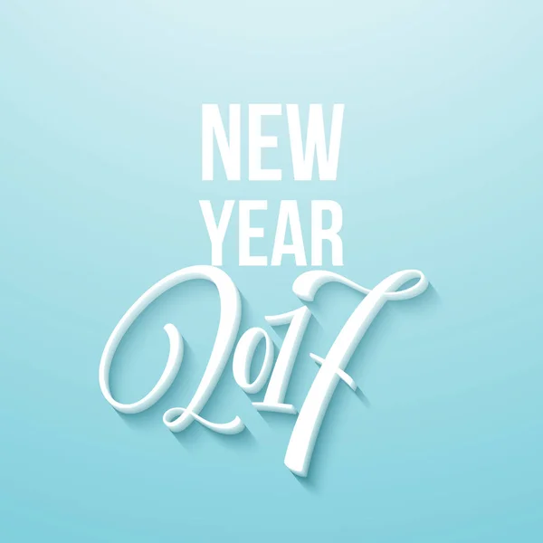 Cartão decorativo com letras desenhadas à mão Frase branca escrita à mão Feliz Ano Novo 2017 em fundo azul. Ilustração vetorial — Vetor de Stock