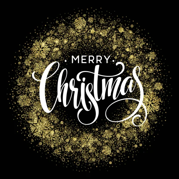 Merry Christmas Goud glinsterende belettering ontwerp. Vectorillustratie — Stockvector