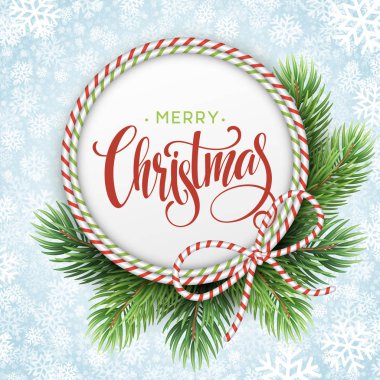 El yazısı ile Noel ağacı dalları sınır yazı. Vektör çizim