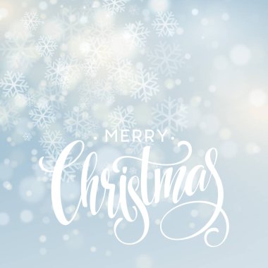 Metin üzerinde yazı el yazısıyla yazılmış Noel ışıkları ile arka plan bulanık. Açıklık etkisi. Vektör çizim