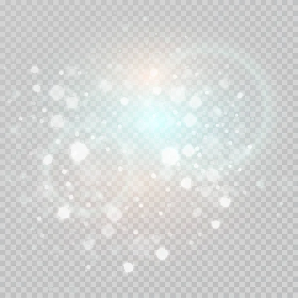 Bokeh hellgrau funkelt auf transparentem Hintergrund glühende Partikel Element für spezielle Effekte. Vektor-Illustration — Stockvektor