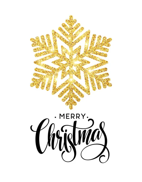 Frohe Weihnachten Gold glitzernden Schriftzug Design. Vektorillustration — Stockvektor