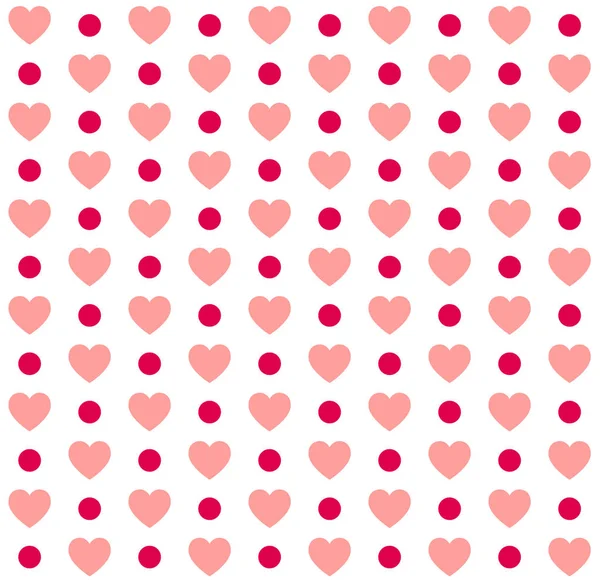 Día de San Valentín sin costuras lunares patrón rojo con corazones. Vector — Vector de stock