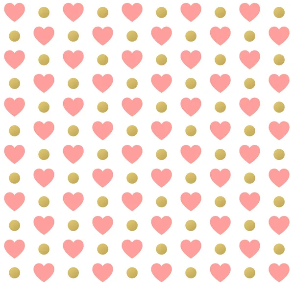 Día de San Valentín sin costuras lunares patrón rojo con corazones. Vector — Vector de stock