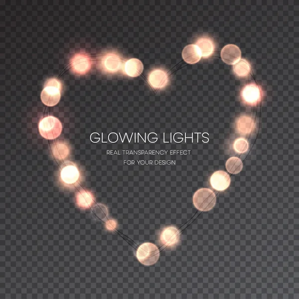 Sevgililer günü parlayan ışıklar kalp açıklık arka plan üzerinde. Vektör çizim