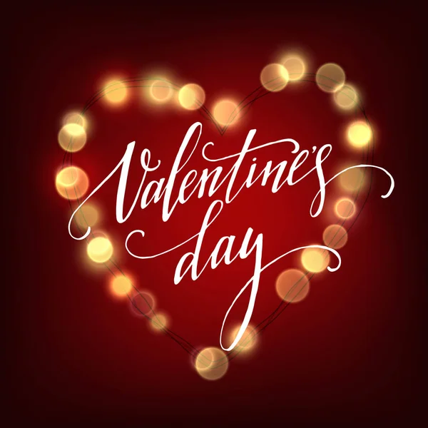 Carte Saint-Valentin avec des lumières éclatantes coeur. Illustration vectorielle — Image vectorielle