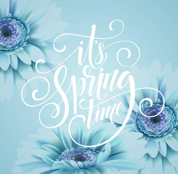 "Gerbera Flower Background and Spring Lettering". Векторная миграция — стоковый вектор