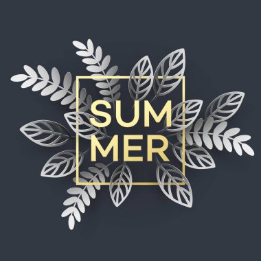 Yaz tropikal yaprak. Kağıdı tarzı kesin. Vektör çizim