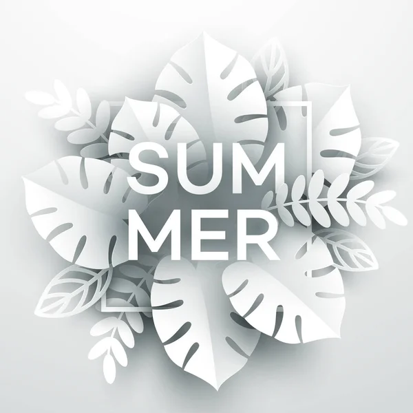 Tropikalnych lato liść. PaperCut-styl. Ilustracja wektorowa — Wektor stockowy