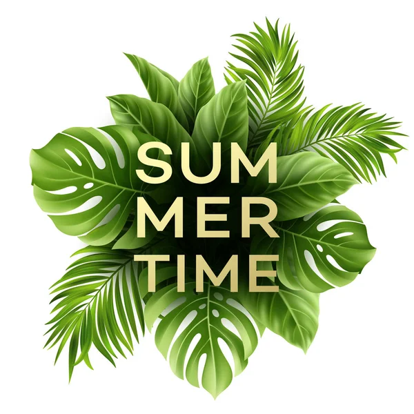 Lato plakat z tropikalnych palm leaf. Ilustracja wektorowa — Wektor stockowy