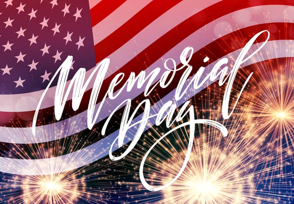 Gelukkig Memorial Day card. Amerikaanse feestdag. Feestelijke poster of het spandoek met de letters van de hand. Vectorillustratie — Stockvector