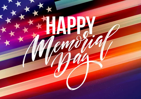 Happy Memorial Day card. National american holiday. Festive poster or banner with hand lettering. Vector illustration — Stock Vector