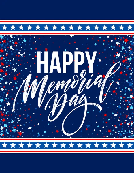 Happy Memorial Day card. National american holiday. Festive poster or banner with hand lettering. Vector illustration — Stock Vector