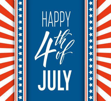 Dört Temmuz kutlama afiş, tebrik kartı tasarımı. Mutlu Bağımsızlık günü Amerika Birleşik Devletleri el yazısı. ABD özgürlük arka plan. Vektör çizim