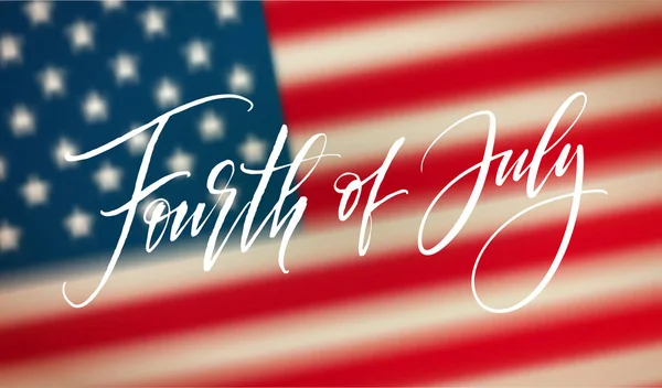 Banner de celebração de 4 de julho, design de cartão de saudação. Feliz dia da independência dos Estados Unidos da América lettering mão. EUA fundo liberdade. Ilustração vetorial —  Vetores de Stock