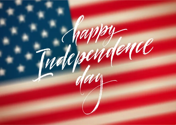 Bandiera della celebrazione del 4 luglio, design del biglietto di auguri. Giorno di indipendenza felice di lettere di mano degli Stati Uniti d'America. Sfondo libertà USA. Illustrazione vettoriale — Vettoriale Stock