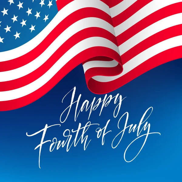 Banner de celebração de 4 de julho, design de cartão de saudação. Feliz dia da independência dos Estados Unidos da América lettering mão. EUA fundo liberdade. Ilustração vetorial — Vetor de Stock