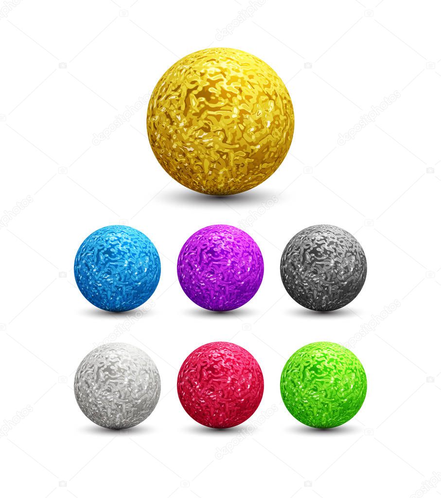 Color Shiny metallic Spheres set. Vector illustration
