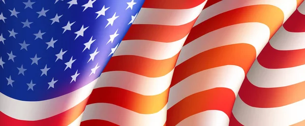 4 de Julho Cartaz do Dia da Independência ou modelo de cartão com bandeira americana. Ilustração vetorial —  Vetores de Stock