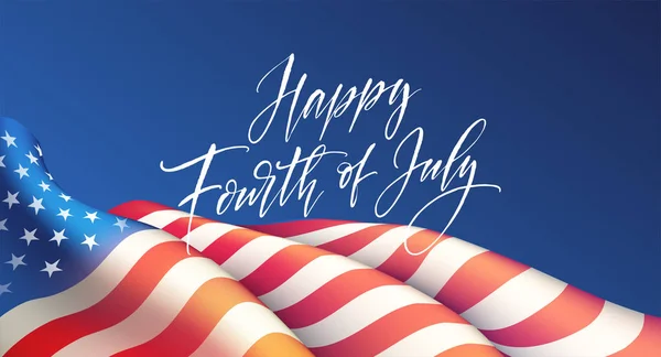 Τέταρτο του Ιουλίου ημέρα ανεξαρτησίας αφίσα ή κάρτα πρότυπο με αμερικανική σημαία. Εικονογράφηση διάνυσμα — Διανυσματικό Αρχείο