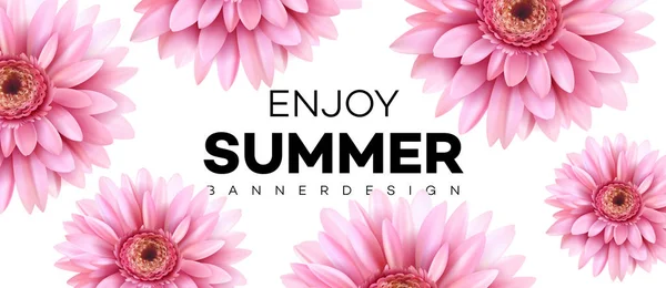 Banner de verão com flor de gerbera —  Vetores de Stock